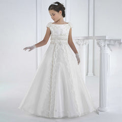 A Line Puffy Sleeves Dress for Grils First Communion Gown