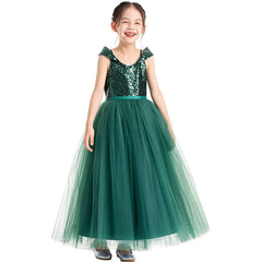 Off the Shoulder Flower Girl Dresses Sequins Green Princess Dress Birthday Party Dress