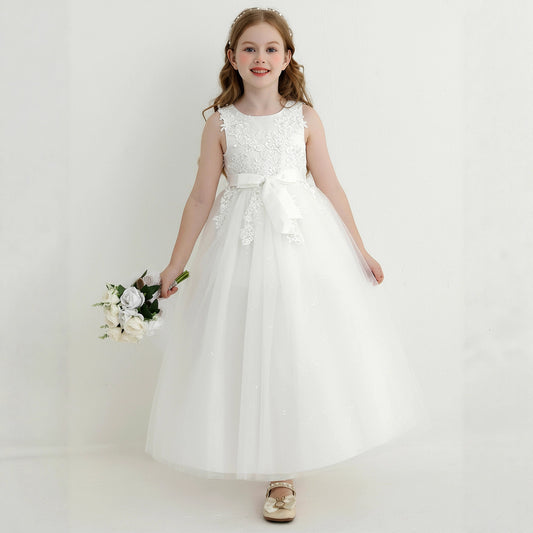Sleeveless Flower Girl Dress Princess Dress Lace Ball Gown Birthday Party Dress