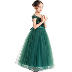 Off the Shoulder Flower Girl Dresses Sequins Green Princess Dress Birthday Party Dress