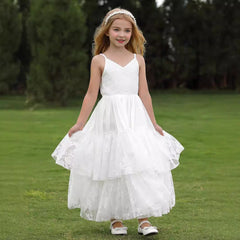 Slip Princess Dress Layer Cake Dress Cute Lace Dresses Sleeveless Flower Girls Dresses