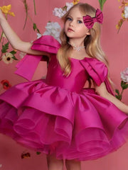 Elegant Bows Shoulder Stripe A Line Princess Dress Birthday Party Holiday Dresses