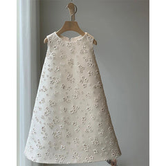 Sleeveless Lace Pageant Party Wedding Flower Girl Dress Cute Rounmd Neck Bow Gown