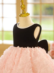 Cute Sleeveless Princess Dresses with Bow Elegant Black Pink Birthday Dance Dresses