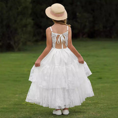 Slip Princess Dress Layer Cake Dress Cute Lace Dresses Sleeveless Flower Girls Dresses