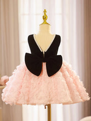 Cute Sleeveless Princess Dresses with Bow Elegant Black Pink Birthday Dance Dresses
