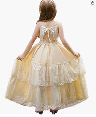 Slip Princess Dress Layer Cake Dress Cute Lace Dresses Sleeveless Flower Girls Dresses