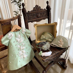 Girls Cute Satin Bitrhday Party Dress with Bow Lovely A Line Princess Dress