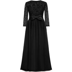 Cute Lace Flower Girl Dresses with Bow Long Sleeve Full Length Communion Dress