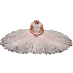 Flower Girls Dress for Wedding Kid Lace Tulle Dance Communion Dress Pageant Sleeveless princess dress