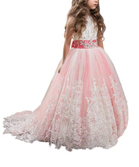 Flower Girls Dress for Wedding Kid Lace Tulle Dance Communion Dress Pageant Sleeveless princess dress