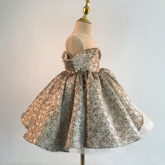 Sequins Off the Shoulder Dress with Imitation Pearls Girls' Birthday Party Gown