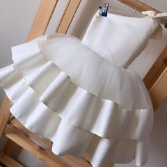 One Shoulder Ball Gown for Little Girls with Bow Cute Flower Girl Dresses