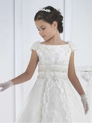 A Line Puffy Sleeves Dress for Grils First Communion Gown