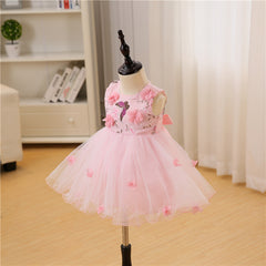 Baby's Cute Butterflies Printed Dress Little Girls Birthday Party Gown with Bow