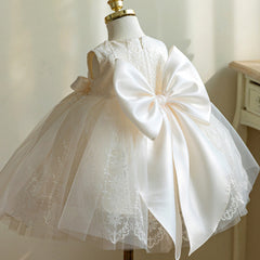 Cute Sleeveless Princess Dress with Bows Puffy Girls' Birthday Gown