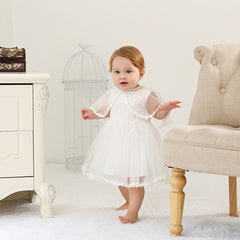 Cute 3PCS A Line Baptism Dresses with Bonnet Babe Christening Gown