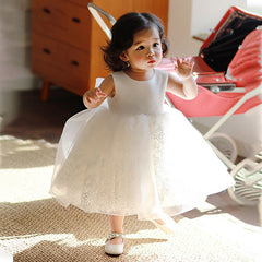 Sleeveless A Line Princess dress with Bow and Jacket Cute Embroidery Sheer Gown