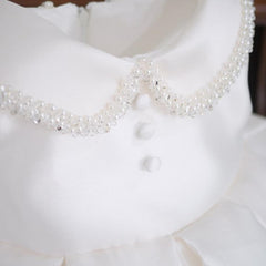 Gorgeous Kid's Ruffle Princess Dress with Bow Sleeveless Peter Pan Collar Gown