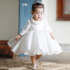 Little Girls' Long Sleeves Princess Dress with Bow Cute Tutu Prom Dress