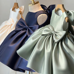 Elegant Princess Dress with Bows Flower Girl Dresses Party Gown Formal Wear for Kids
