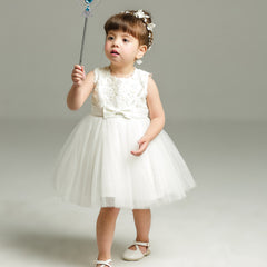 Cute Knee Length Girl Dresses with Bow Baby's A Line Flower Girl Dress