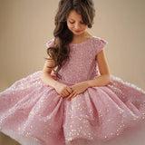 Cute Sequins Birthday Party Dress with Bow Princess Pageant Gown
