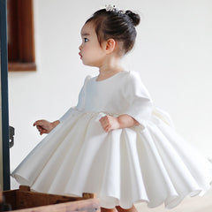Little Girls' Long Sleeves Princess Dress with Bow Cute Tutu Prom Dress