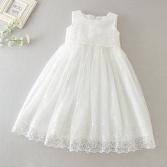 3 PCS Babe Christensing Dress Soft Lace Newborn Girls' Aline Baptism Gown
