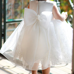 Sleeveless A Line Princess dress with Bow and Jacket Cute Embroidery Sheer Gown