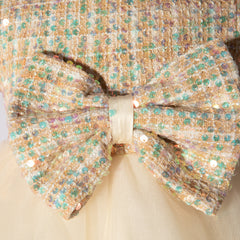 Cute Long Sleeves Princess Dress with Bow Sequins A Line Tulle Gown