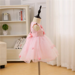 Baby's Cute Butterflies Printed Dress Little Girls Birthday Party Gown with Bow