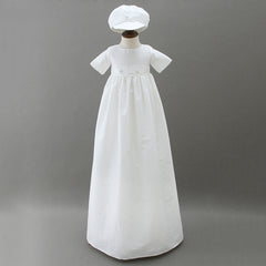 Boys Baptism Dress with Beret Cute Infant Christening Gown Romper