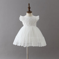 Cute Baby's Lace Christening Dress with Bonnet A Line Baptism Gown