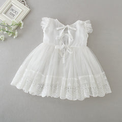 Cute Baby's Lace Christening Dress with Bonnet A Line Baptism Gown