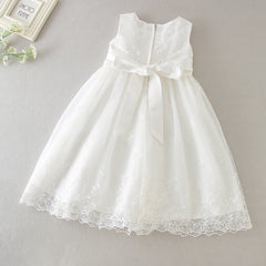 3 PCS Babe Christensing Dress Soft Lace Newborn Girls' Aline Baptism Gown