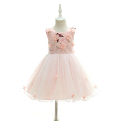 Baby's Cute Butterflies Printed Dress Little Girls Birthday Party Gown with Bow