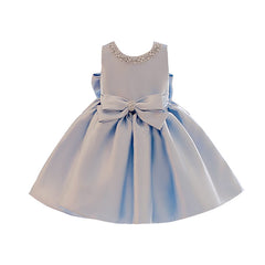A Line Sleeveless Flower Girl Dresses with Bows Round Necked Performance Costume