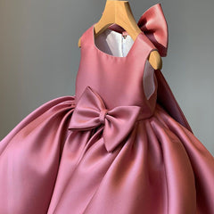 Elegant Princess Dress with Bows Flower Girl Dresses Party Gown Formal Wear for Kids