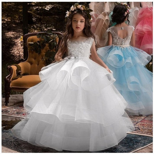 First Communion Long Little Girls Pageant Dresses for Wedding Kids Prom Ball Gown fancy dresses Birthday Dresses