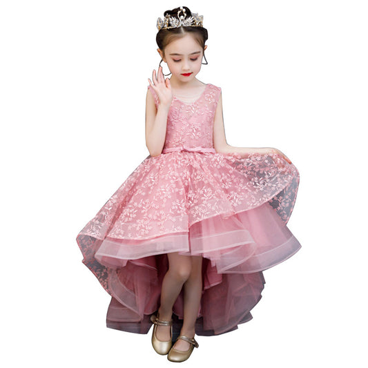 Flower Girl Dresses for Wedding Pageant Sleeveless Birthday Dress Floral Embroidered Embellished Evening Dress