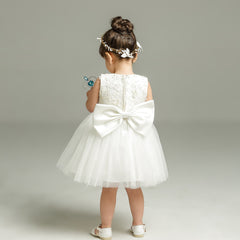 Cute Knee Length Girl Dresses with Bow Baby's A Line Flower Girl Dress