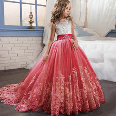 Flower Girls Dress for Wedding Kid Lace Tulle Dance Communion Dress Pageant Sleeveless princess dress