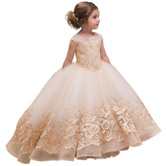 Elegant Flower Girl Dress for Wedding Kids Sleevelesss Lace Pageant Ball Gowns fancy girl Birthday Dresses