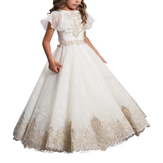 Flower Girl Dresses for Wedding Lace Applique Dresses Long Ball Gowns Princess Dresses