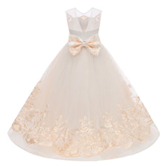 Elegant Flower Girl Dress for Wedding Kids Sleevelesss Lace Pageant Ball Gowns fancy girl Birthday Dresses
