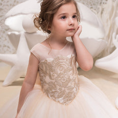 Elegant Flower Girl Dress for Wedding Kids Sleevelesss Lace Pageant Ball Gowns fancy girl Birthday Dresses