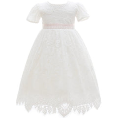 New Arrival Noble Baby Girls Christening Dress White Baptism Gown Lace WITH BONNET Dress 0-24month