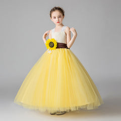 Sunflower Dress Dormal Fress Flower Girl Dress Lace Tulle Pageant Wedding Tutu Dress Romper