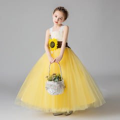 Sunflower Dress Dormal Fress Flower Girl Dress Lace Tulle Pageant Wedding Tutu Dress Romper